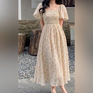 SHEIN Cream Floral Maxi Dress